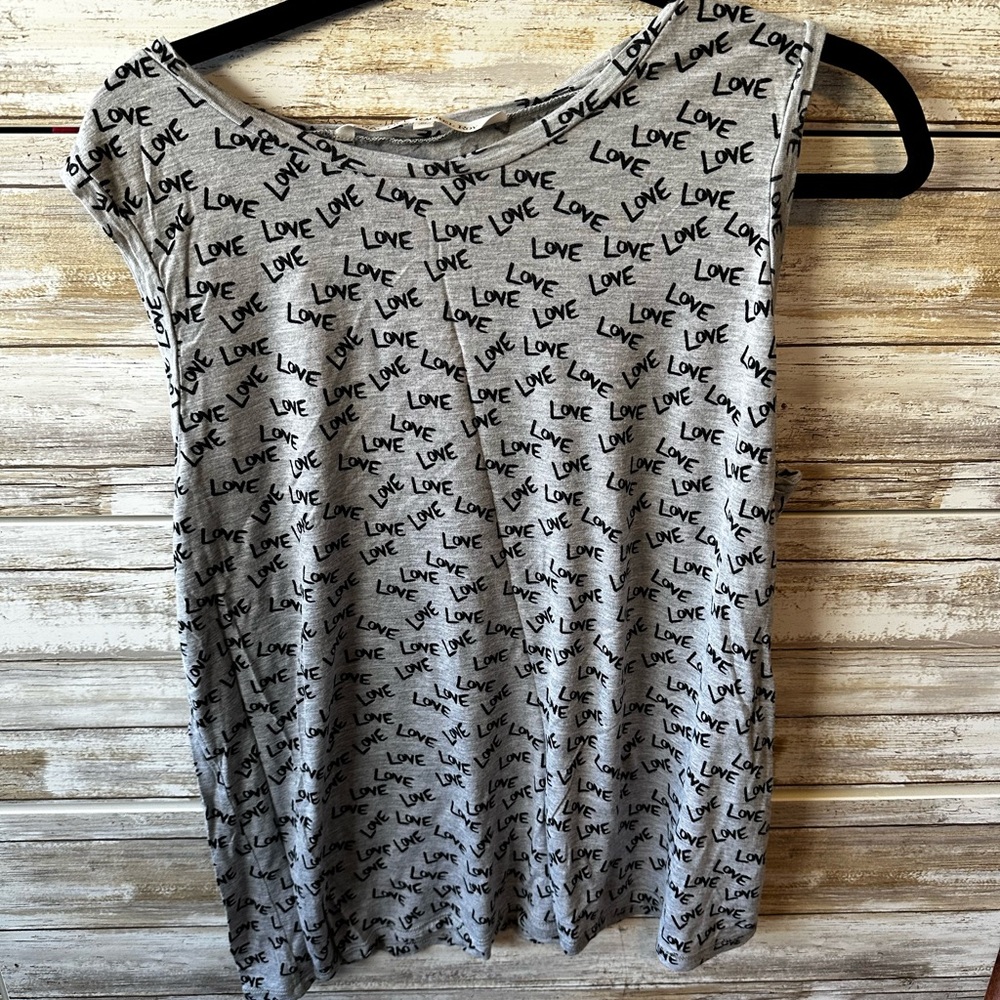 💕 Rachel Rachel Roy Gray Love Print Tank Top Women’s XL